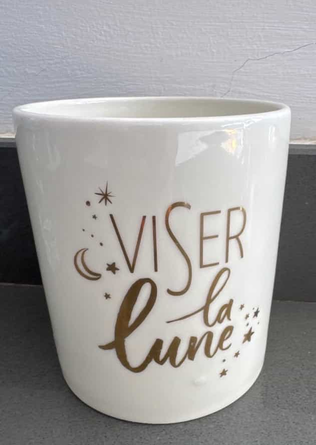 White Ceramic Mug Viser la Lune Gold Stars 13cm