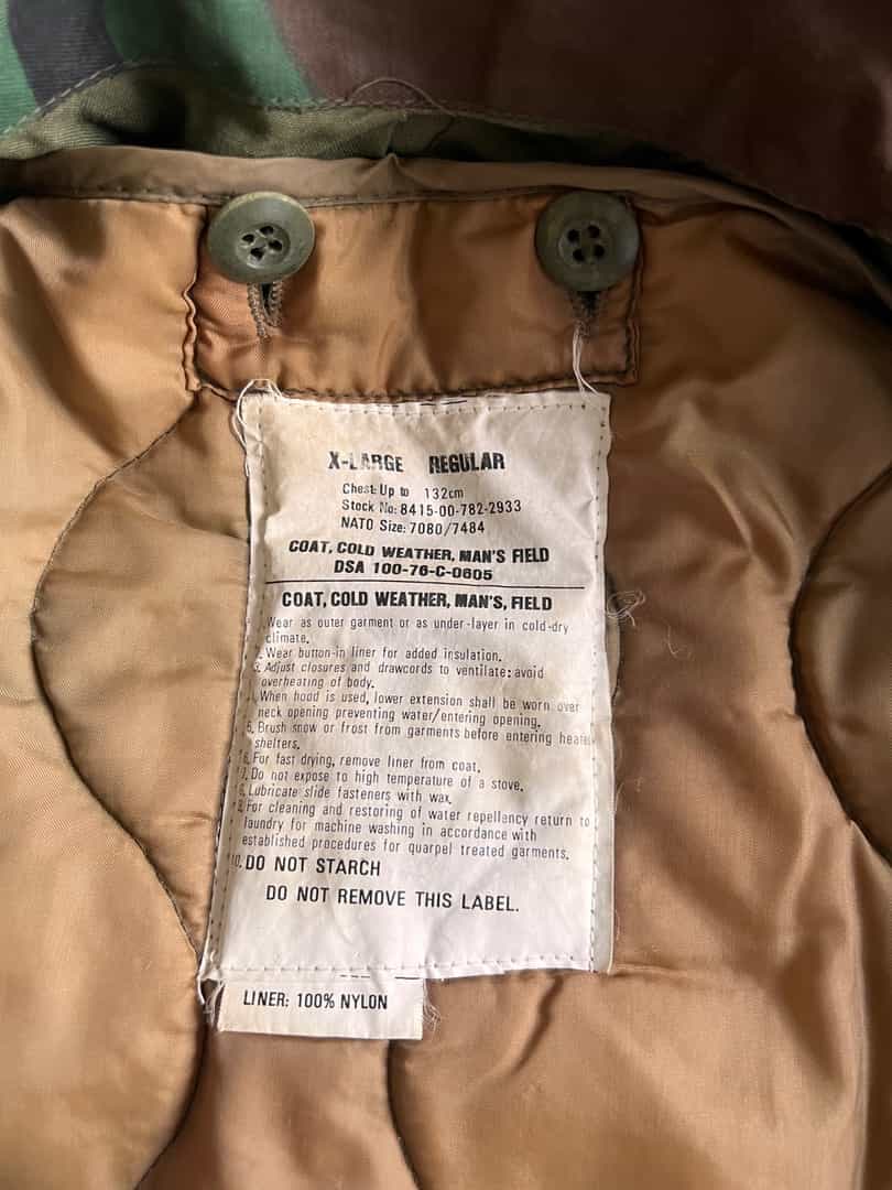 US Military M65 Field Jacket Camouflage Size XL Regular