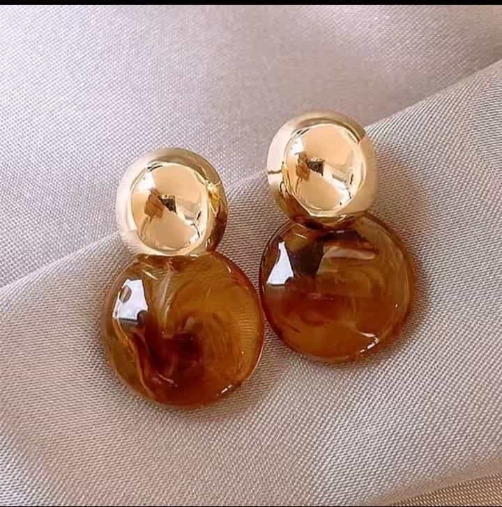 Gold and Tortoiseshell Double Ball Stud Earrings
