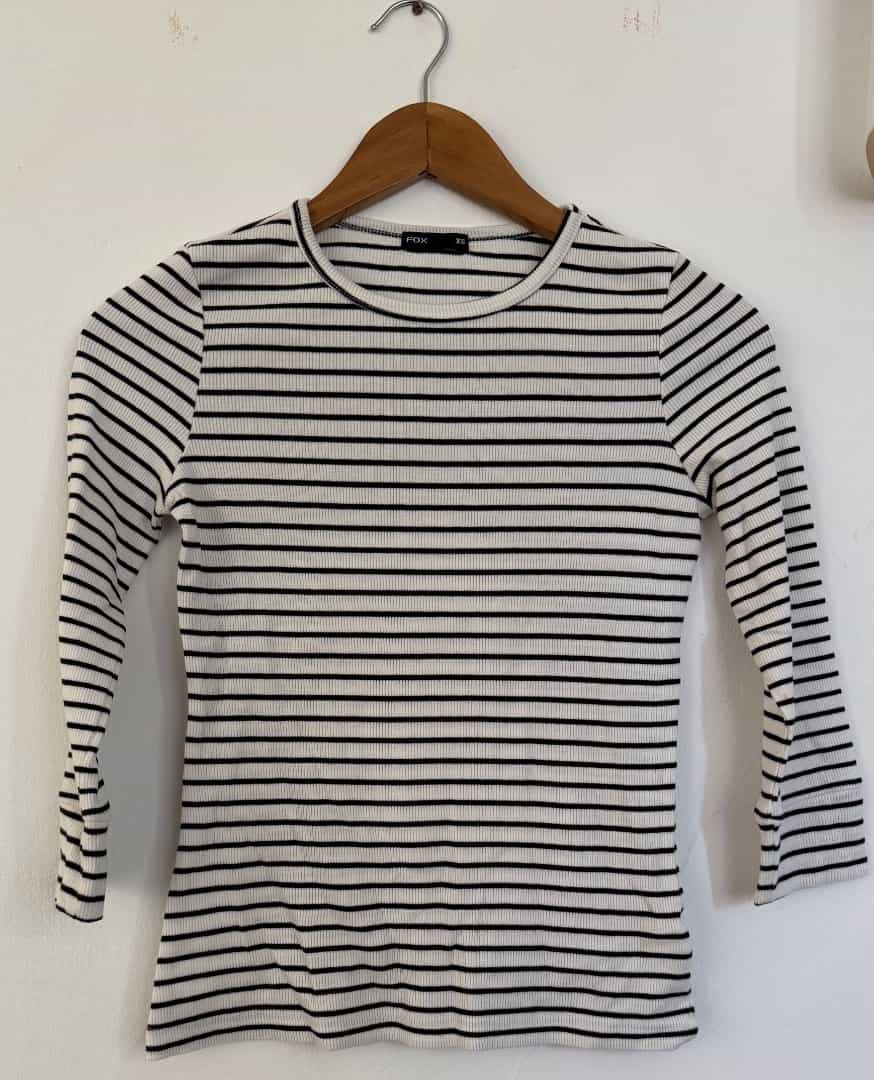 Fox Striped Long Sleeve Top XS