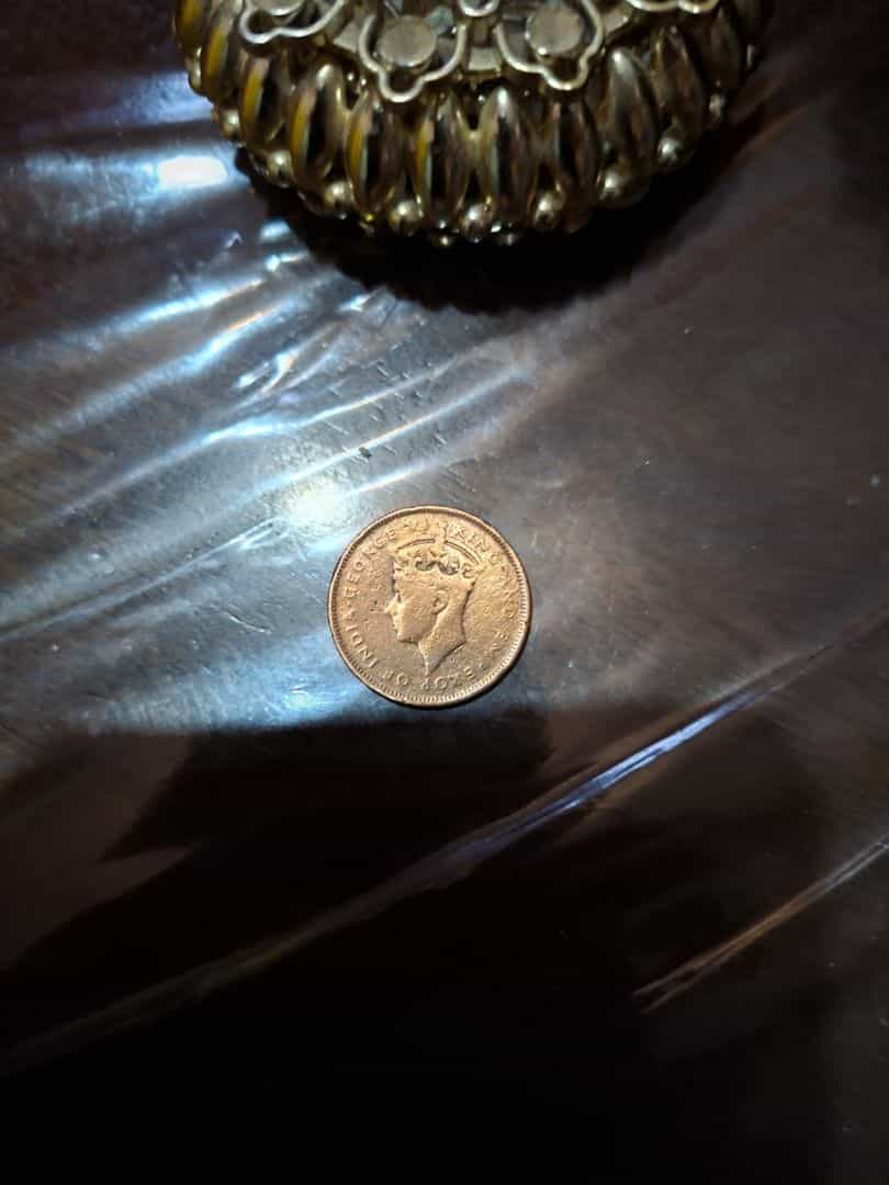 Vintage Mauritius Coins 1944 5 Cents and 1951 One Rupee