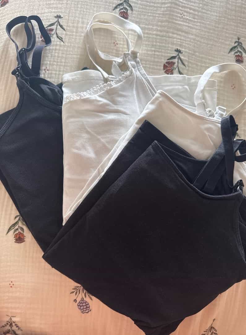 Lot of 4 H&M Maternity Nursing Tank Tops Size M Black White