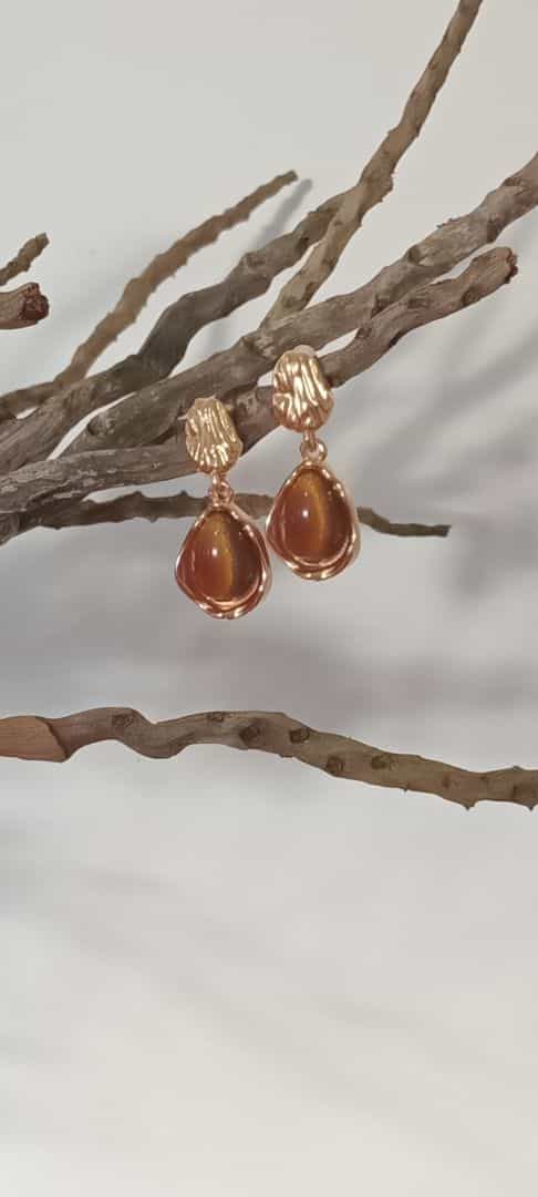 Gold Rose Quartz Drop Earrings