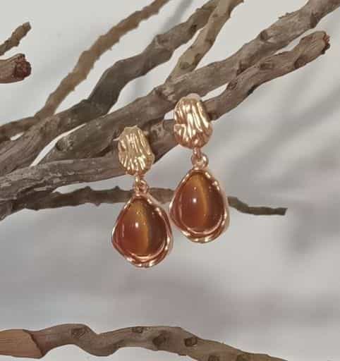 Gold Rose Quartz Drop Earrings