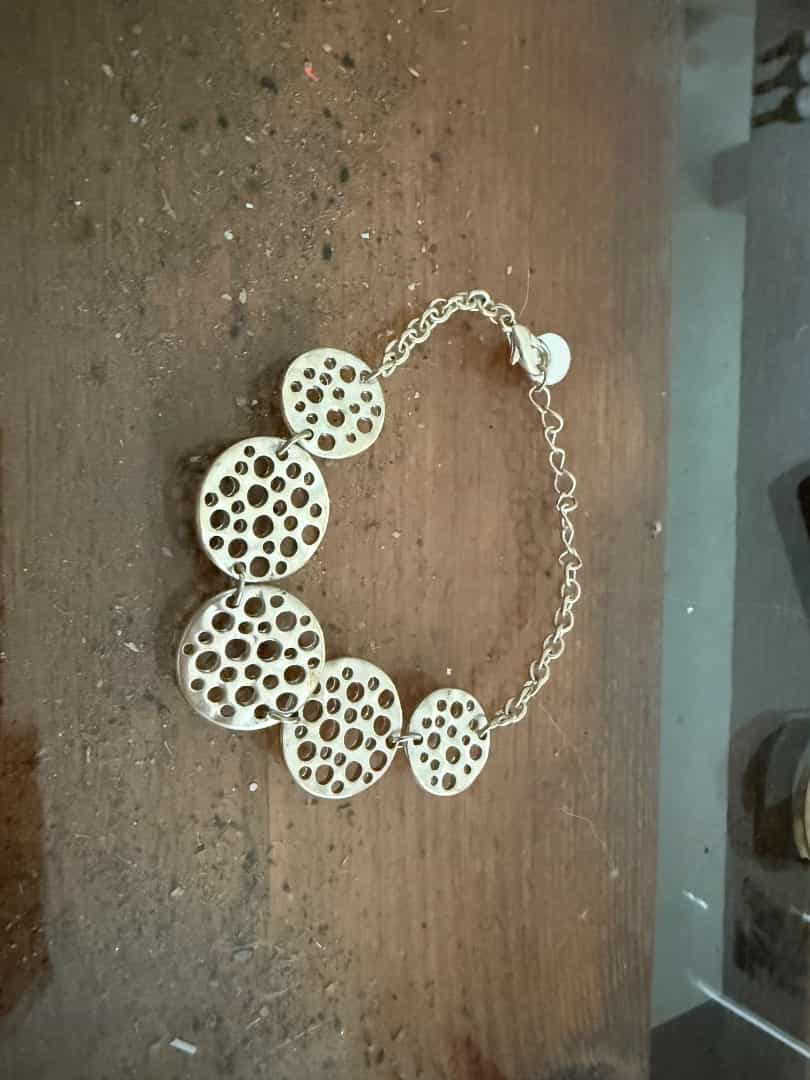 Silver Tone Circle Cutout Bracelet