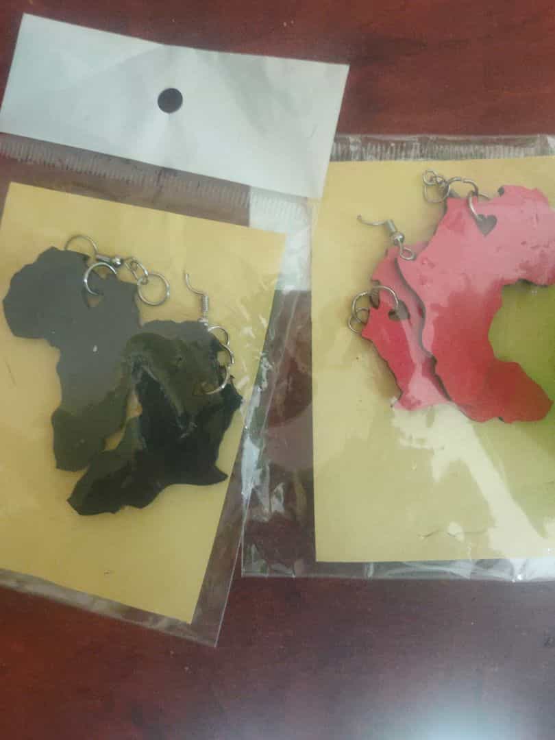 Africa Map Earrings Black and Red