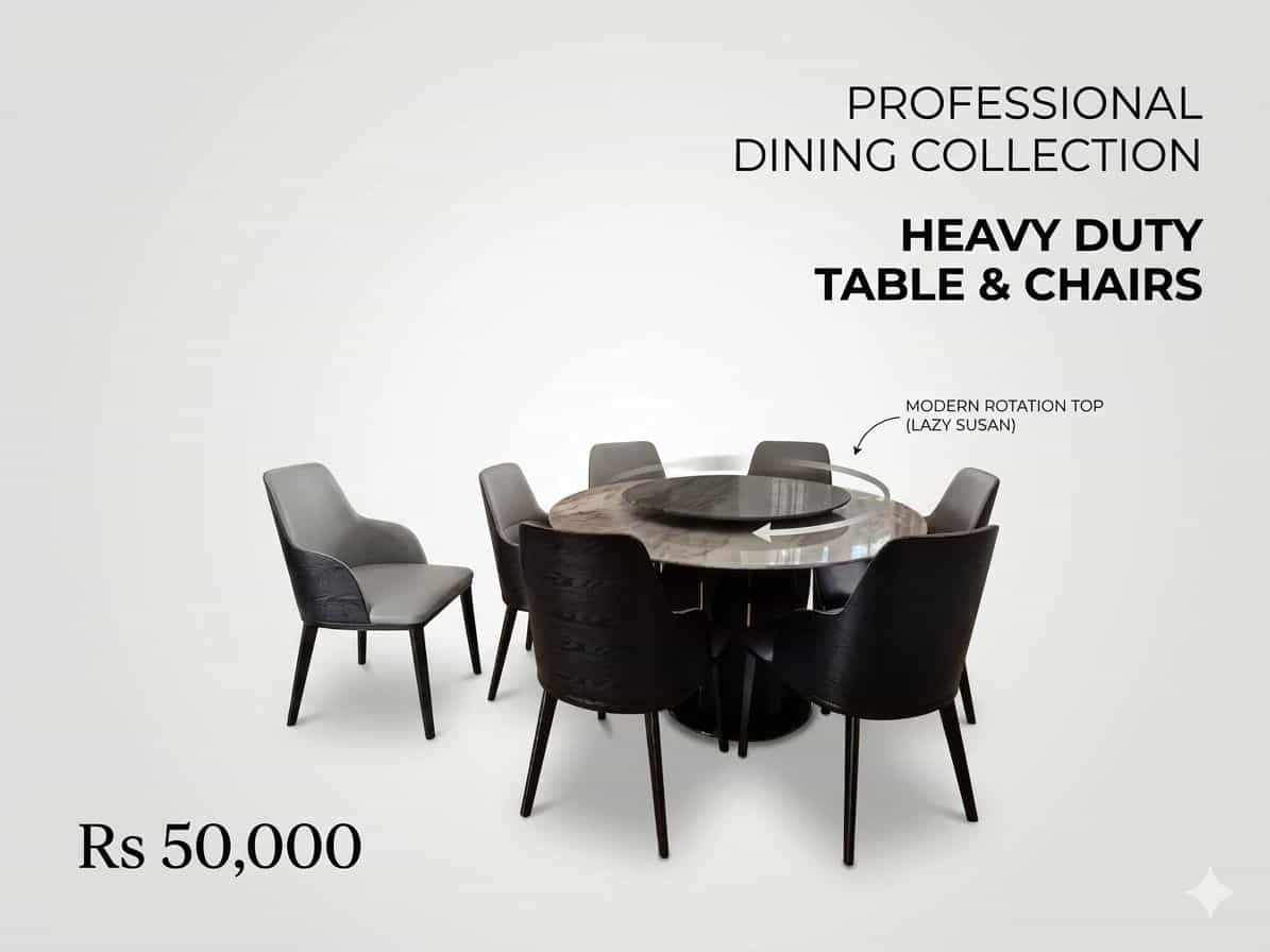 Professional Dining Table and Chairs Set with Lazy Susan