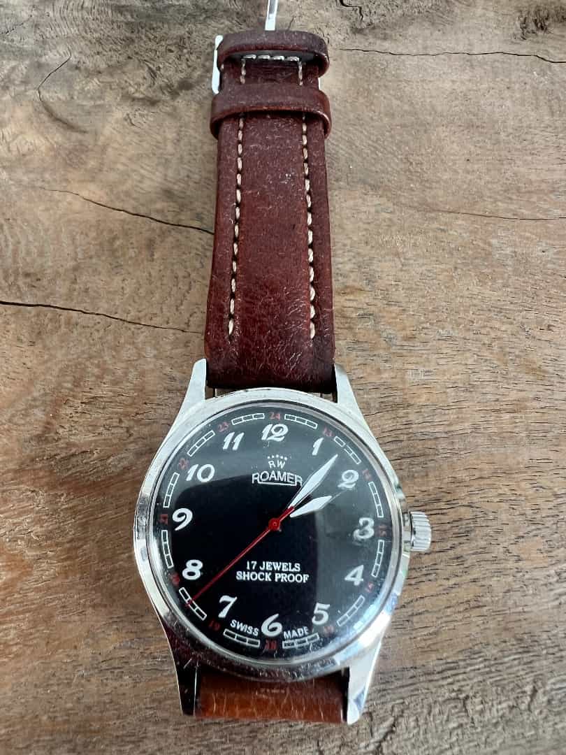 Romar Popular 17 Jewels Swiss Made Black Dial Men's Watch