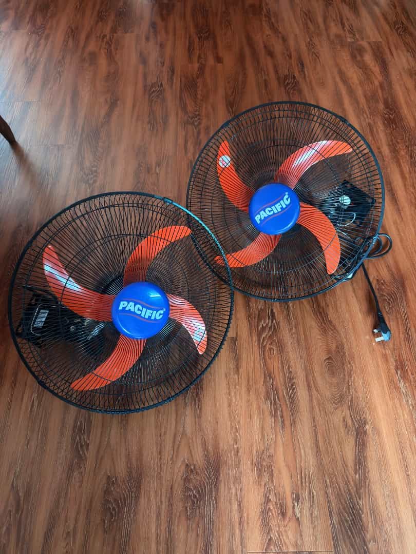2 Pacific Wall Fans Black and Orange