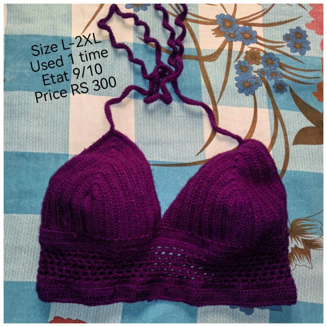 Haut crochet fait main violet