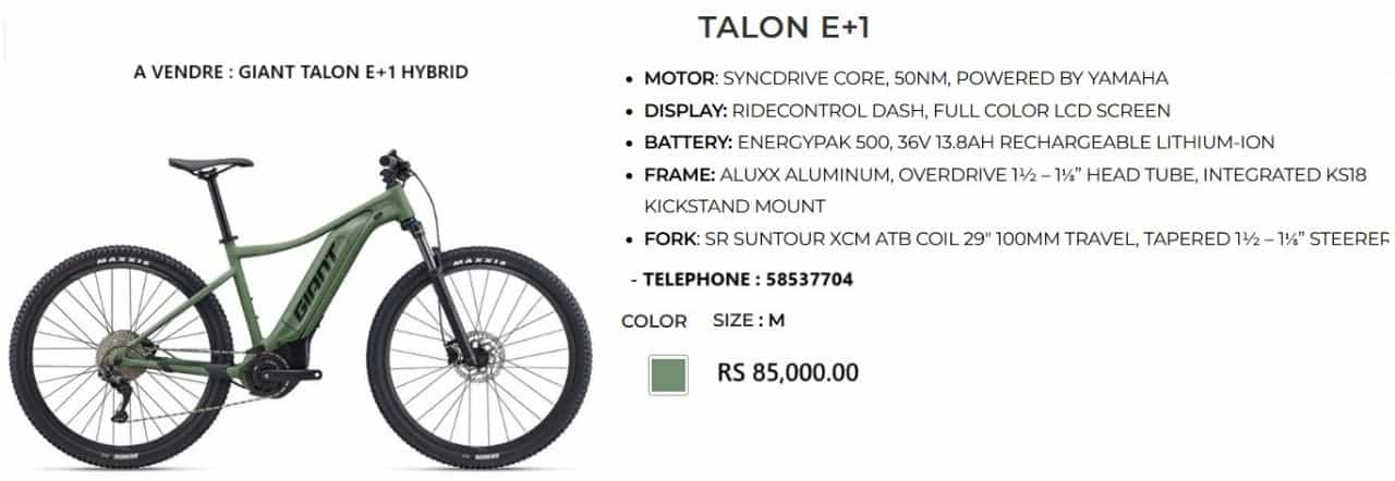Velo electrique Giant Talon E+1 Taille M