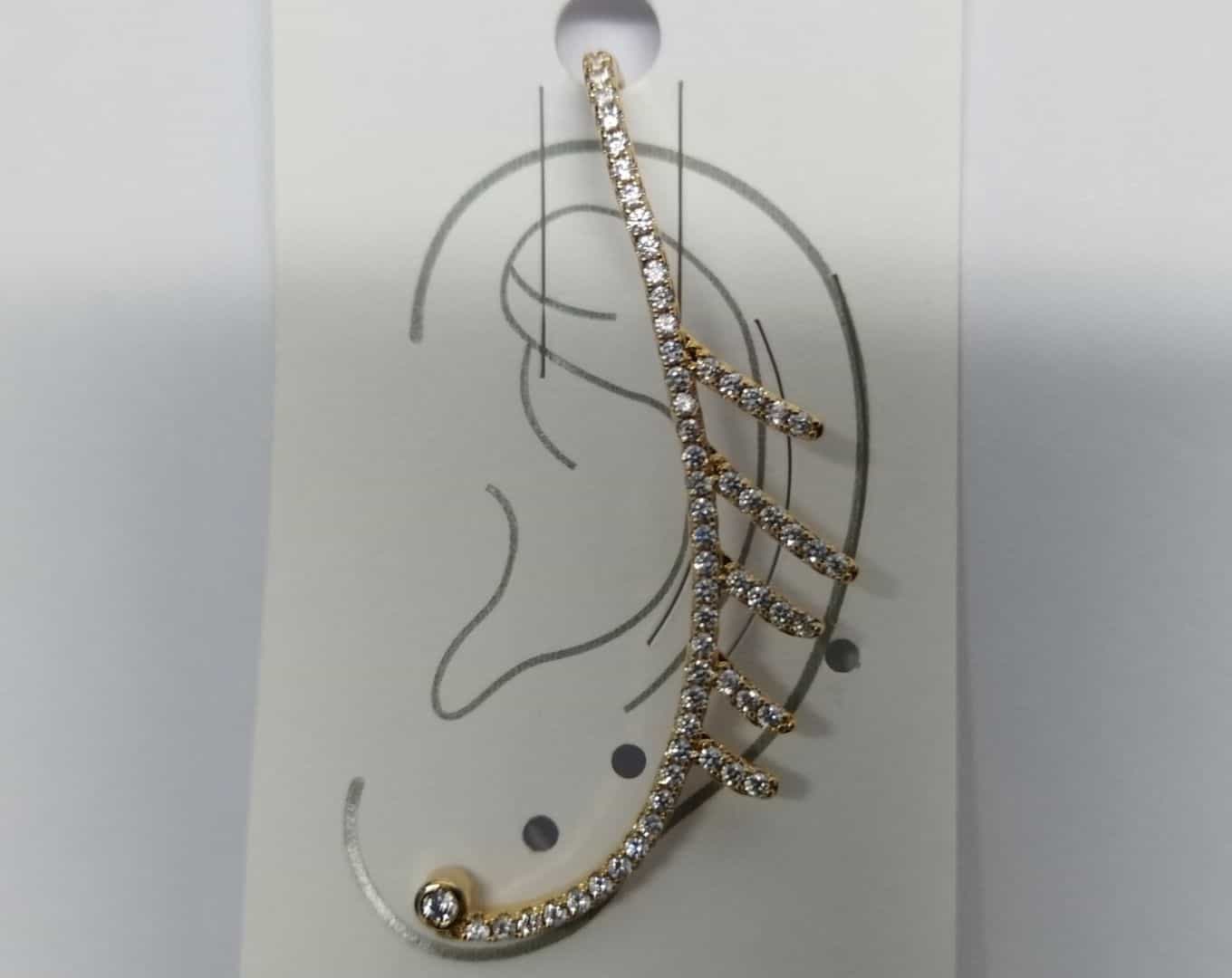 Gold-Tone Leaf Ear Cuff with Cubic Zirconia