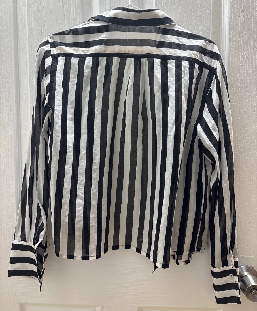 Mango Black and White Striped Blouse Size S thumbnail 2