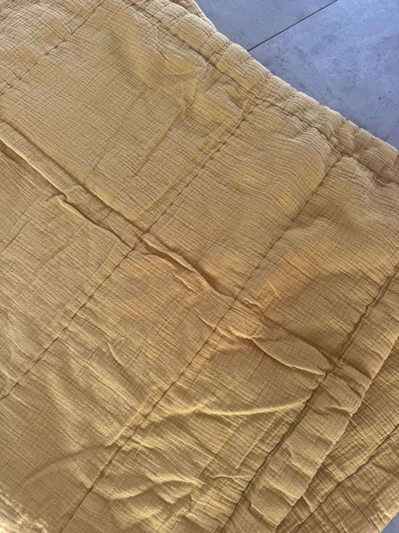 Cyrillus Quilted Cotton Gauze Baby Blanket Caramel 144x86cm thumbnail 2