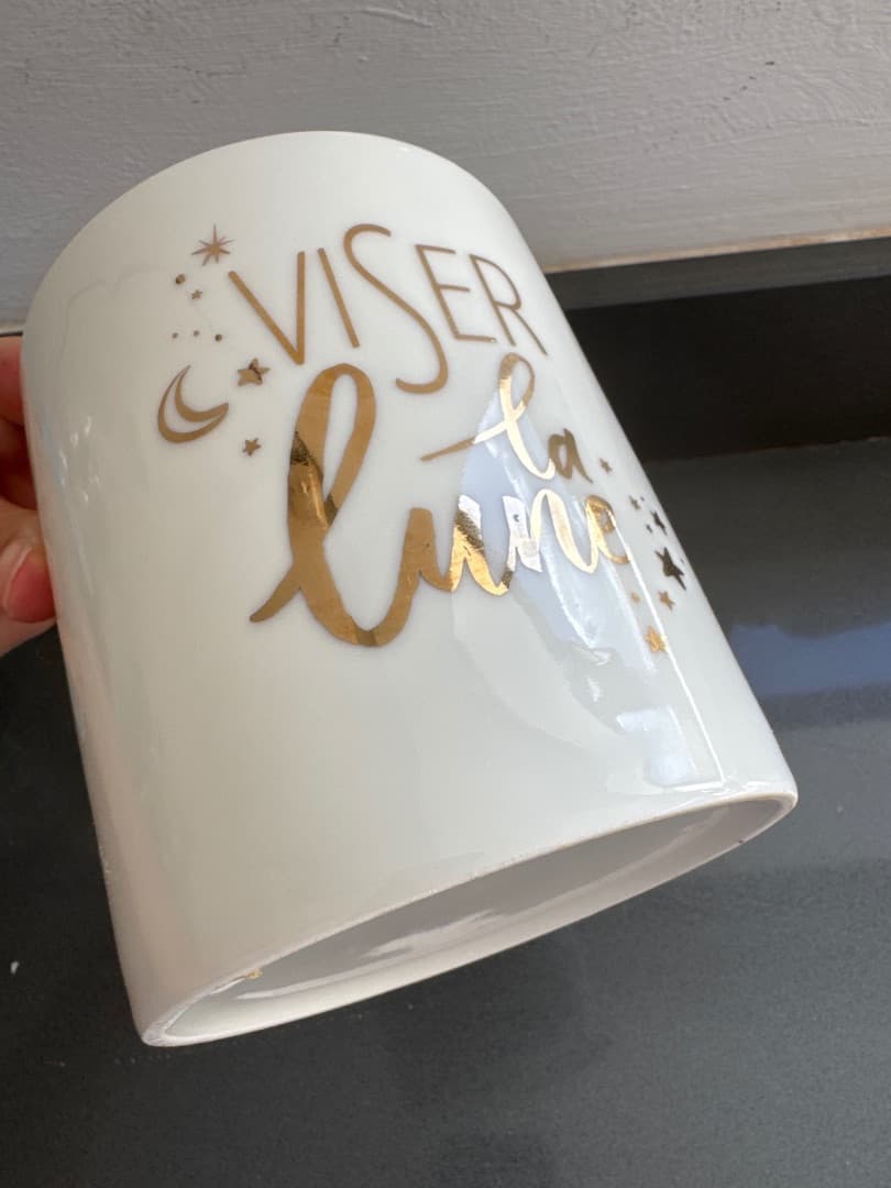 White Ceramic Mug Viser la Lune Gold Stars 13cm thumbnail 2