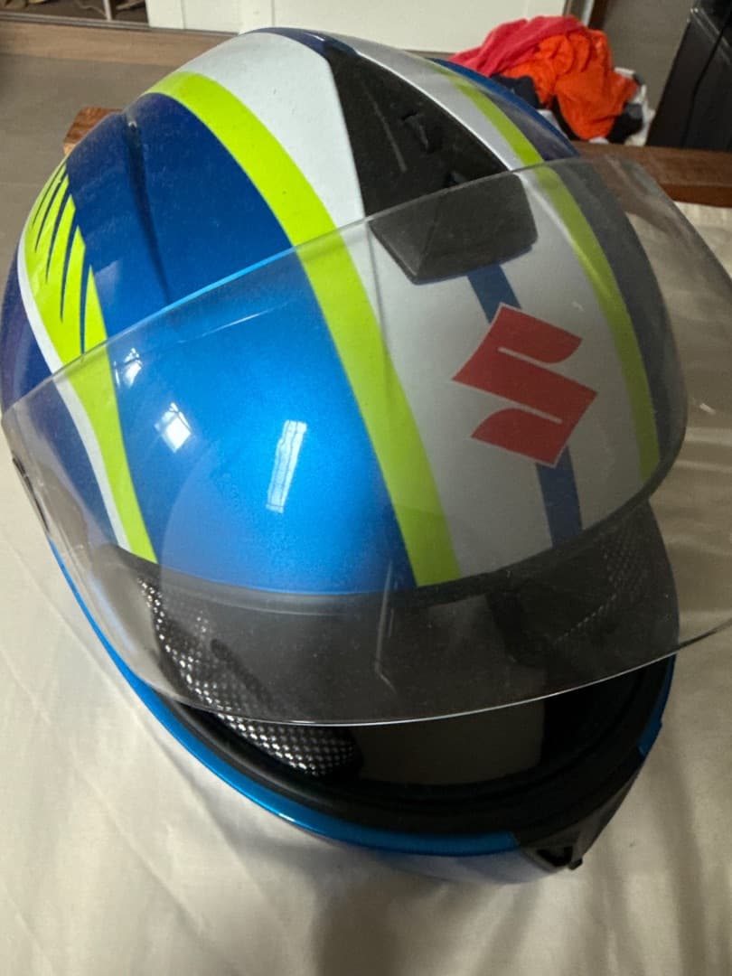 Suzuki Blue White Green Full Face Motorcycle Helmet - Image 1 of 1