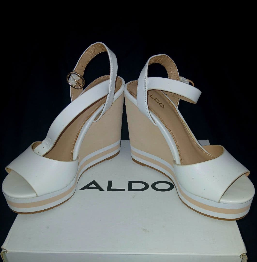 Aldo White Wedge Sandals thumbnail 4