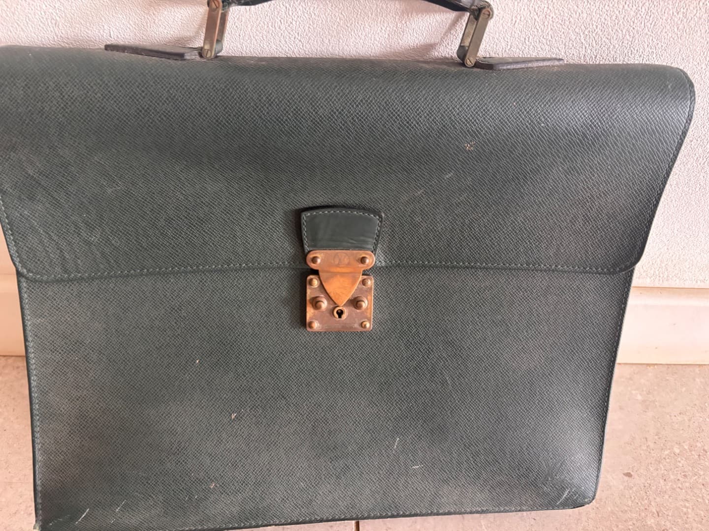 Louis Vuitton Green Leather Briefcase - Image 1 of 3