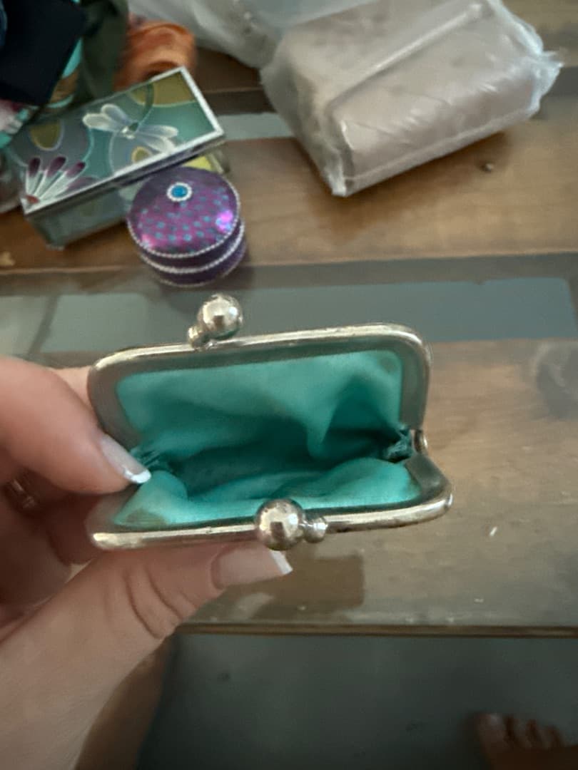 Vintage Teal Leather Coin Purse thumbnail 2