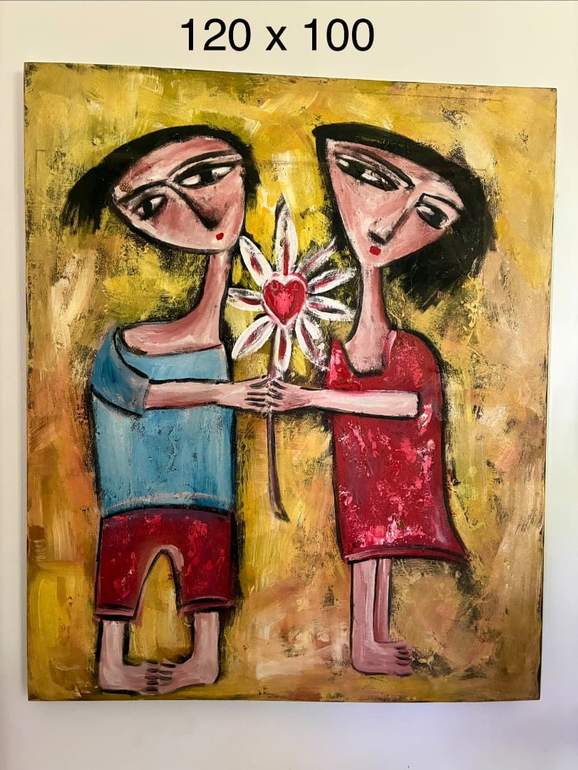 Set of 2 Figurative Paintings 120x100cm - Image 1 of 2