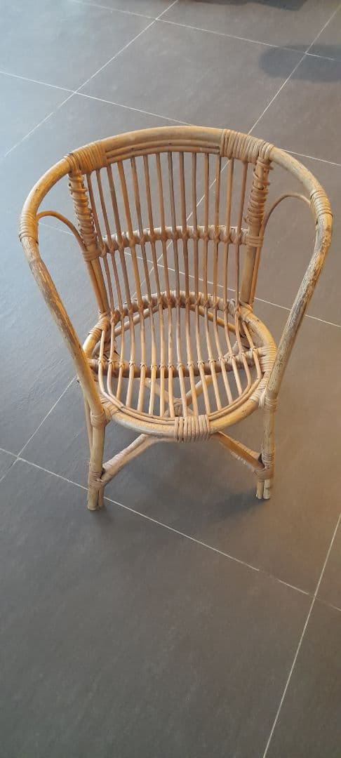 Natural Rattan Chair with Armrests
