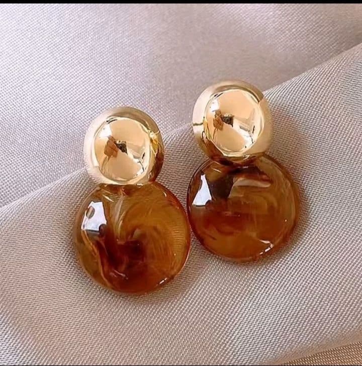 Gold and Tortoiseshell Double Ball Stud Earrings - Image 1 of 1
