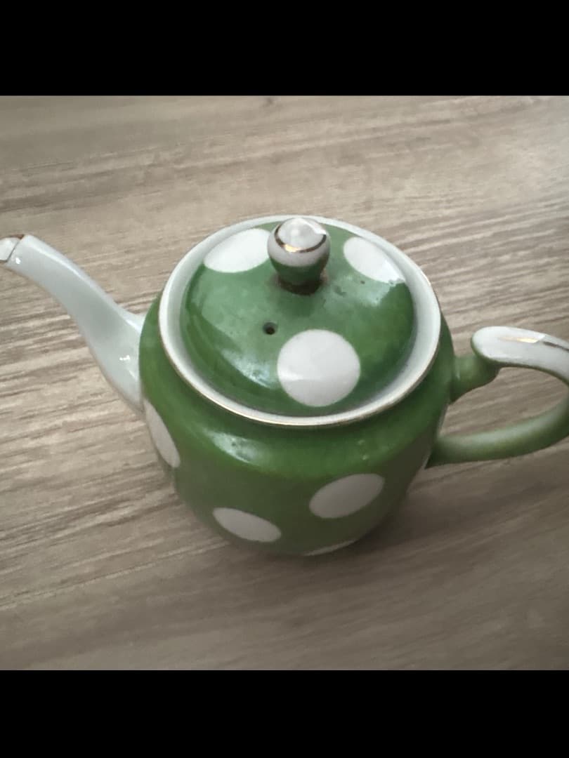 Green Polka Dot Ceramic Teapot with Lid - Image 1 of 2