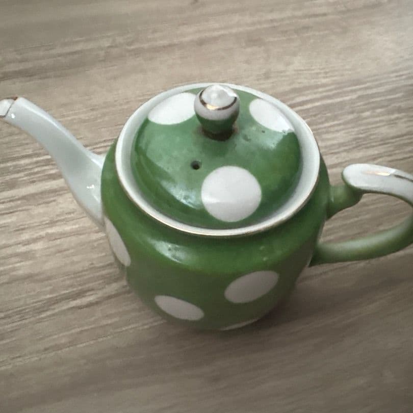 Green Polka Dot Ceramic Teapot with Lid - Image 1 of 2