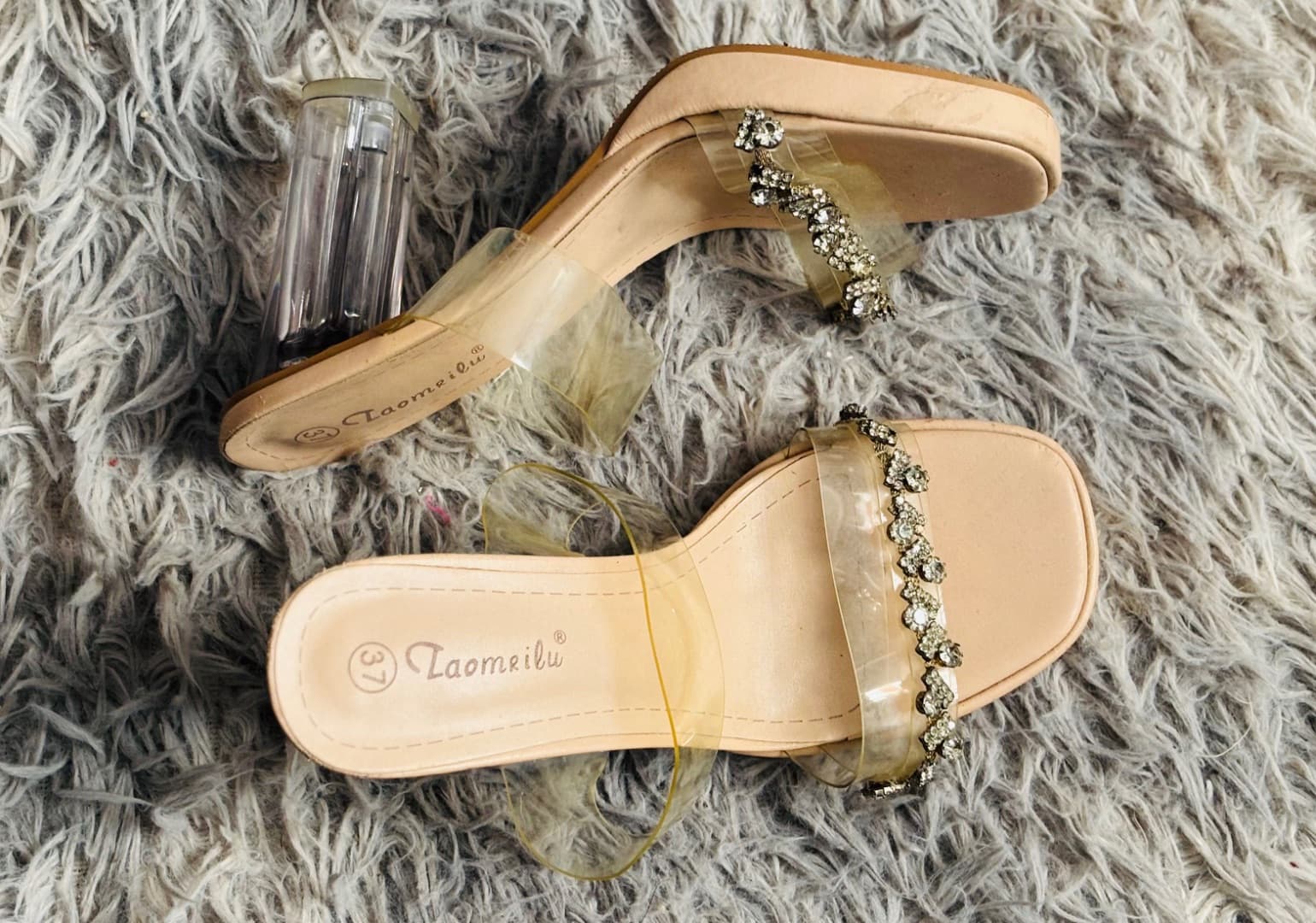 Taomeilu Clear Strap Rhinestone Heels Size 37 - Image 1 of 1