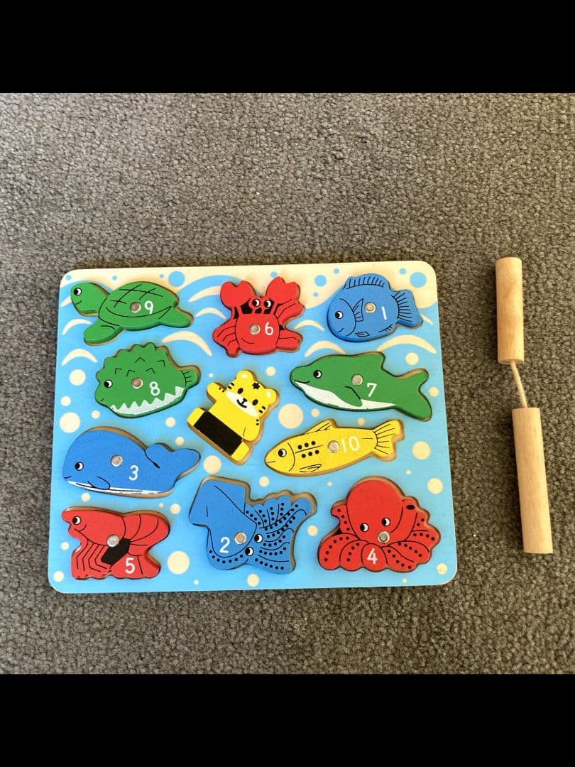 Kids Educational Toys set: Wooden Fishing Puzzle and Bristle Blocks - Image 1 of 4