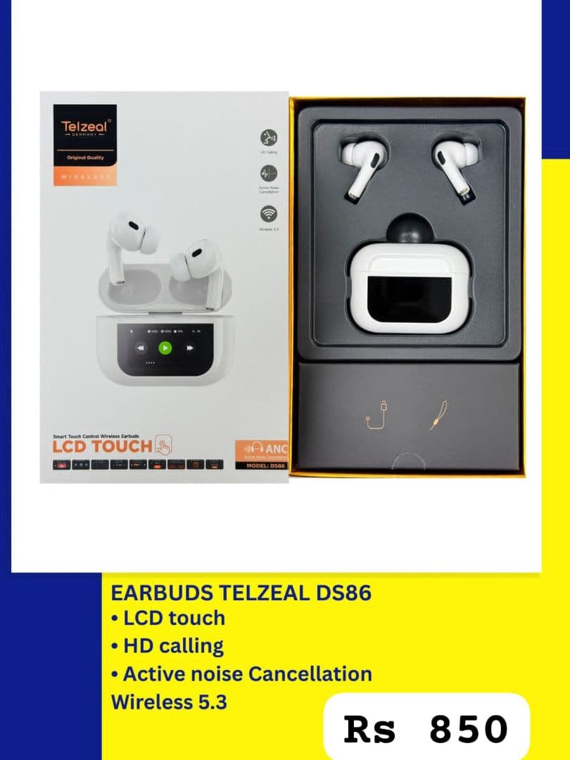 Telzeal DS86 Smart Touch Wireless Earbuds with LCD Screen thumbnail 2
