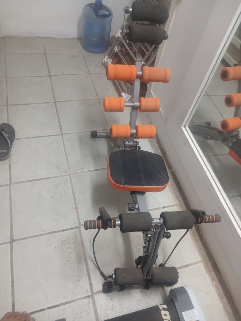 Pro Fitness Treadmill and Ab Roller Rower Orange/Black - Image 1 of 2