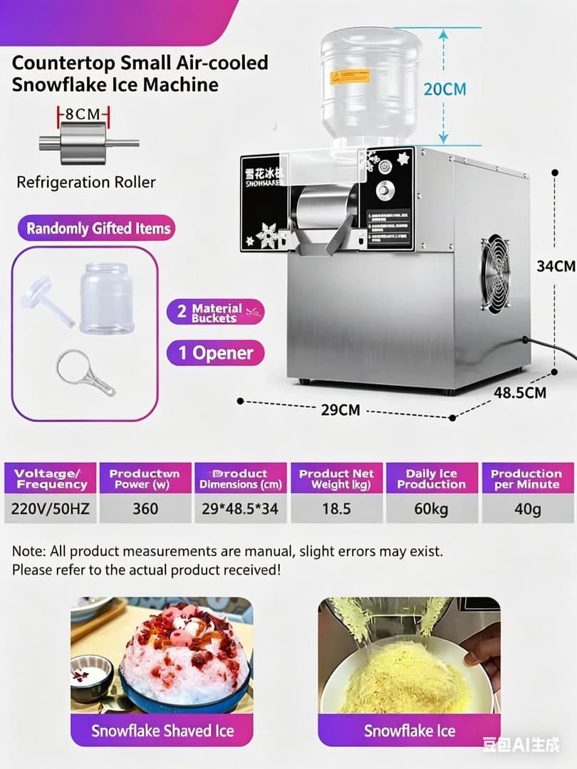 Countertop Snowflake Ice Machine 360W thumbnail 2