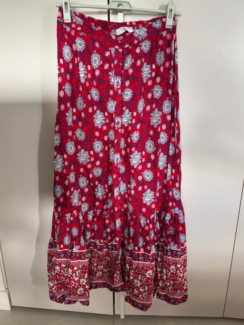 Red Floral Print Women's long Skirt - Image 1 of 1