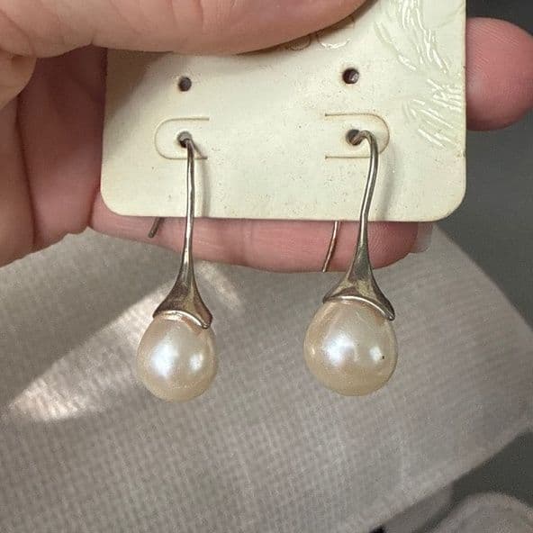 Boucles d'oreilles pendantes couleur arzan ek perle krem - Image 1 of 1