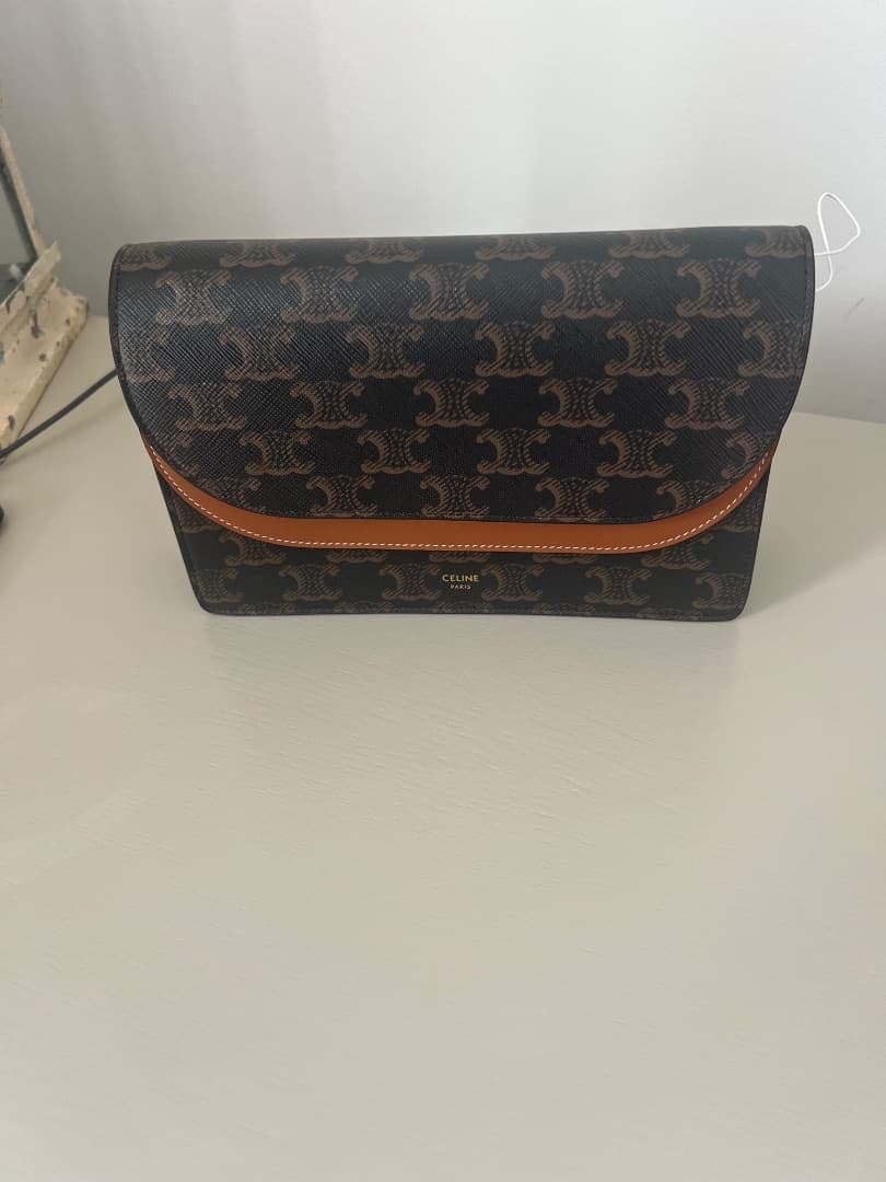 Céline Triomphe Canvas Envelope Clutch Brown thumbnail 2