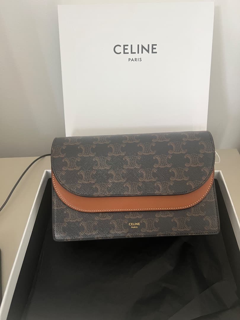 Céline Triomphe Canvas Envelope Clutch Brown thumbnail 4