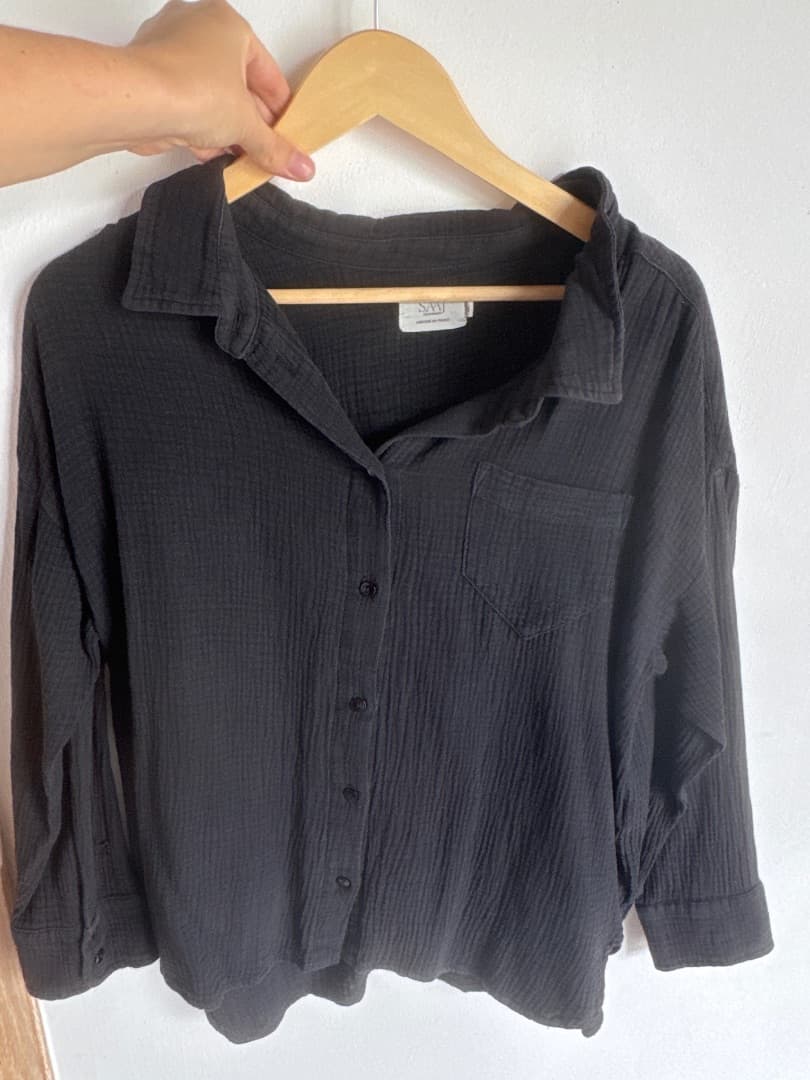 SAAJ Paris Black Cotton Gauze Shirt Size 1 - Image 1 of 3