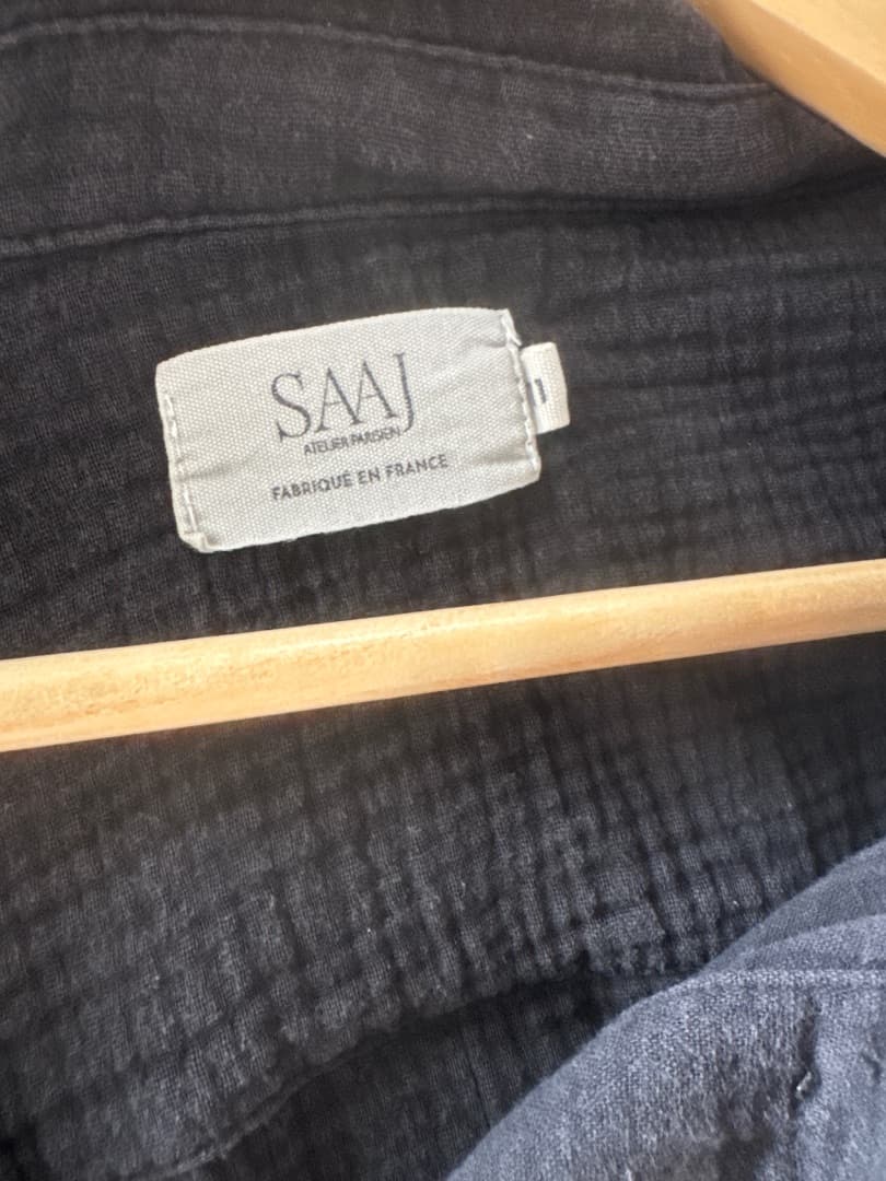 SAAJ Paris Black Cotton Gauze Shirt Size 1 thumbnail 2