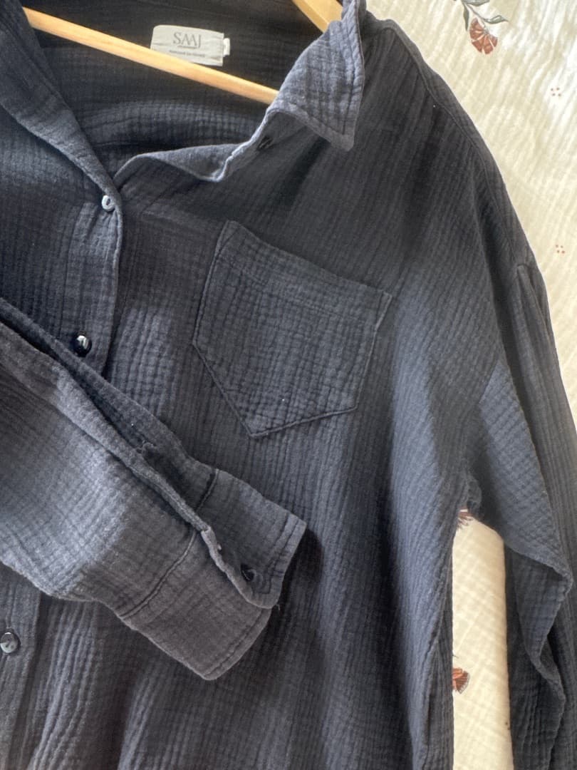 SAAJ Paris Black Cotton Gauze Shirt Size 1 thumbnail 3
