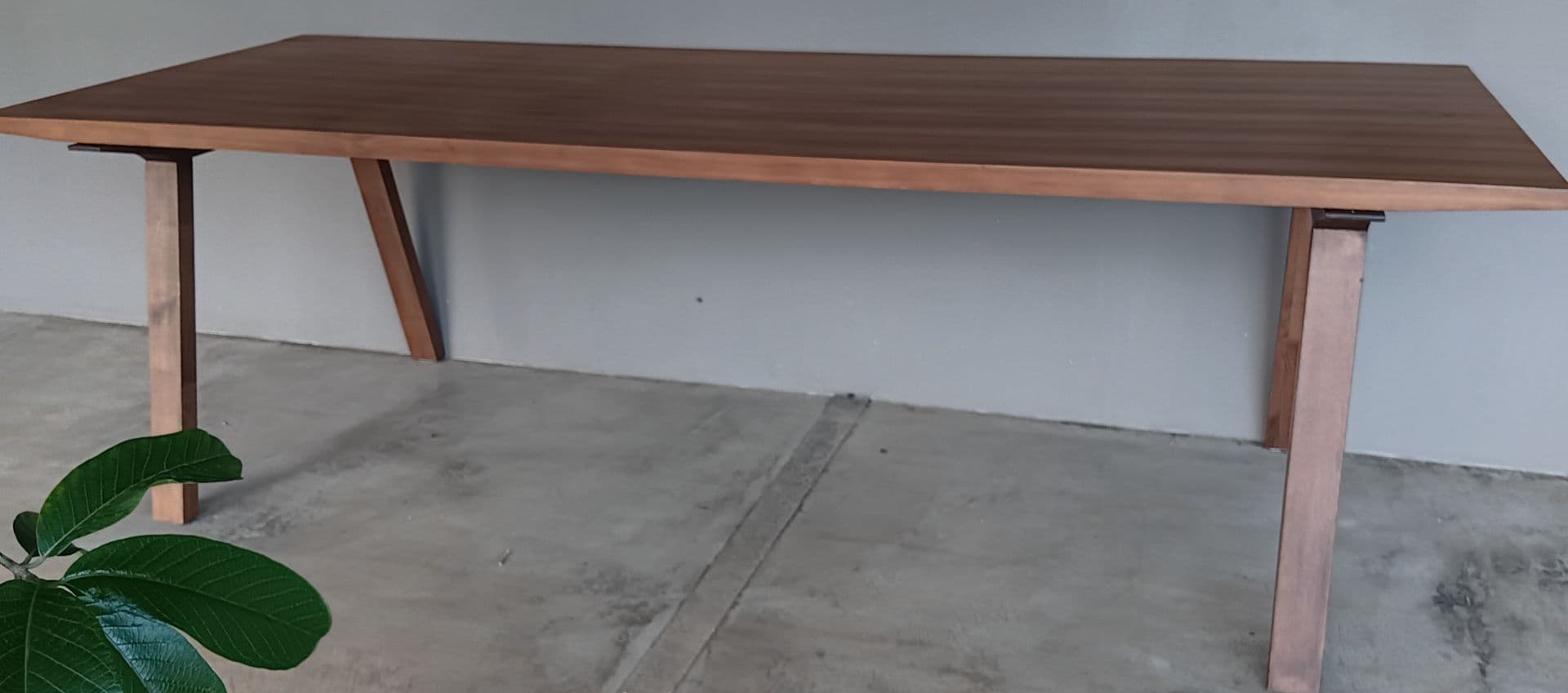 Wooden Dining Table with Angled Legs Brown thumbnail 2