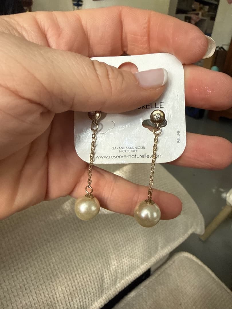 Reserve Naturelle Pearl Drop Earrings Gold Tone - Image 1 of 1
