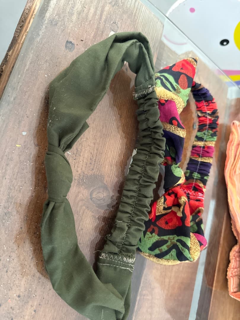 Set of 2 Elastic Headbands - Green and Multicolor - Image 1 of 1