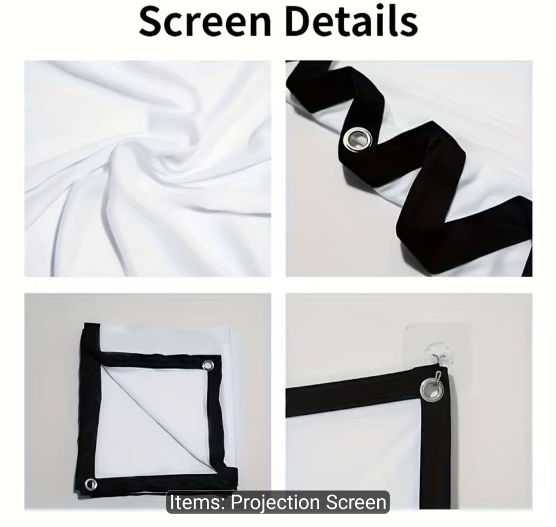 60-inch Portable Projector Screen 16:9 with Hooks