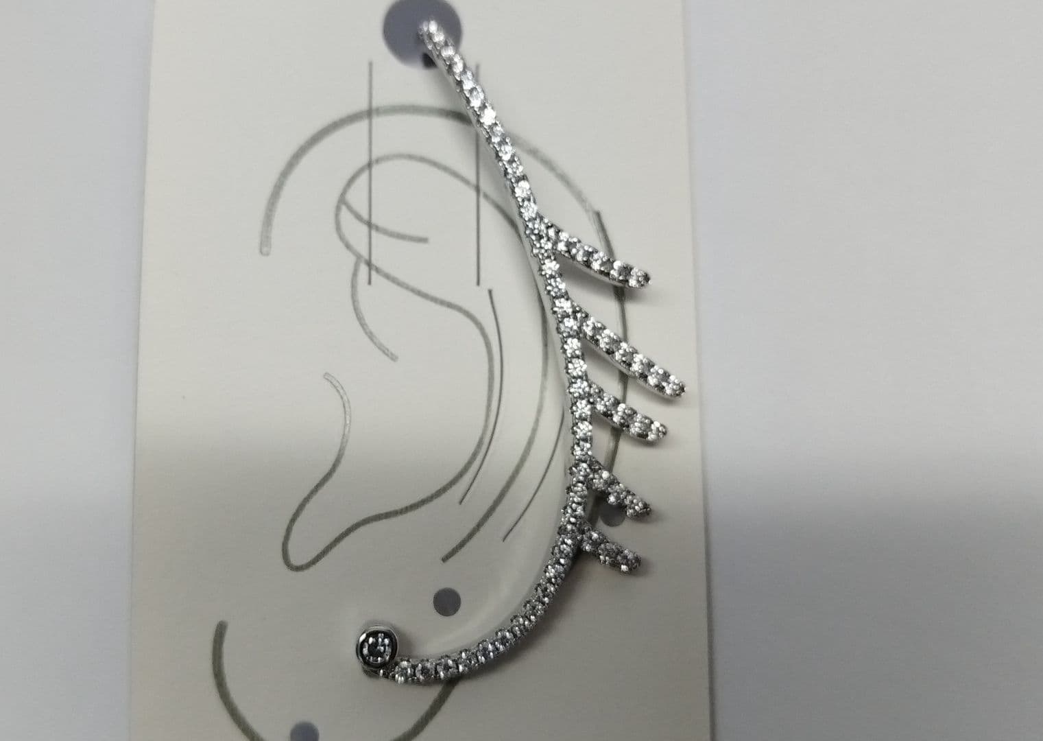 Silver-Tone Cubic Zirconia Leaf Ear Cuff - Image 1 of 3