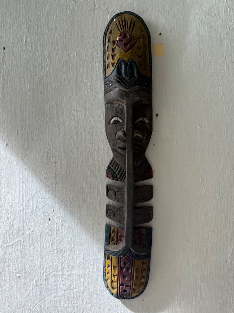 Hand-Carved Wooden Wall Mask thumbnail 2