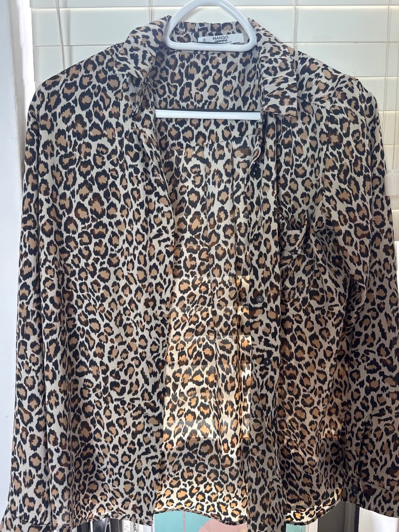 Mango Leopard Print Blouse Size S - Image 1 of 5