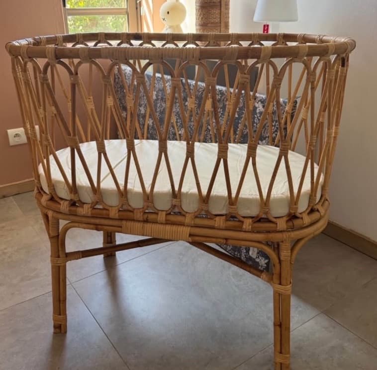 Rattan Baby Bassinet with Mattress and Bedding - Image 1 of 3