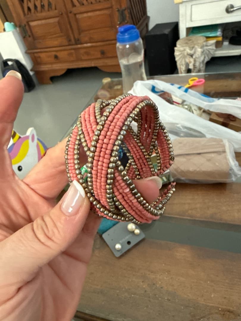 Pink and Gold Beaded Multi-Strand Bracelet - Image 1 of 1