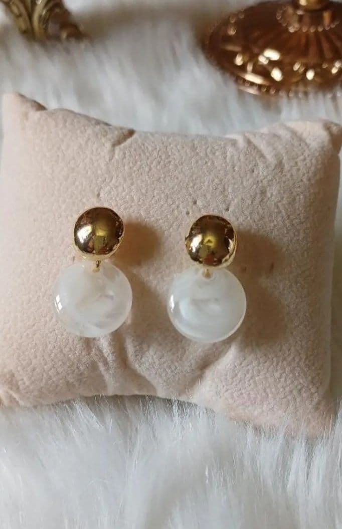 Gold and White Drop Earrings - Image 1 of 1